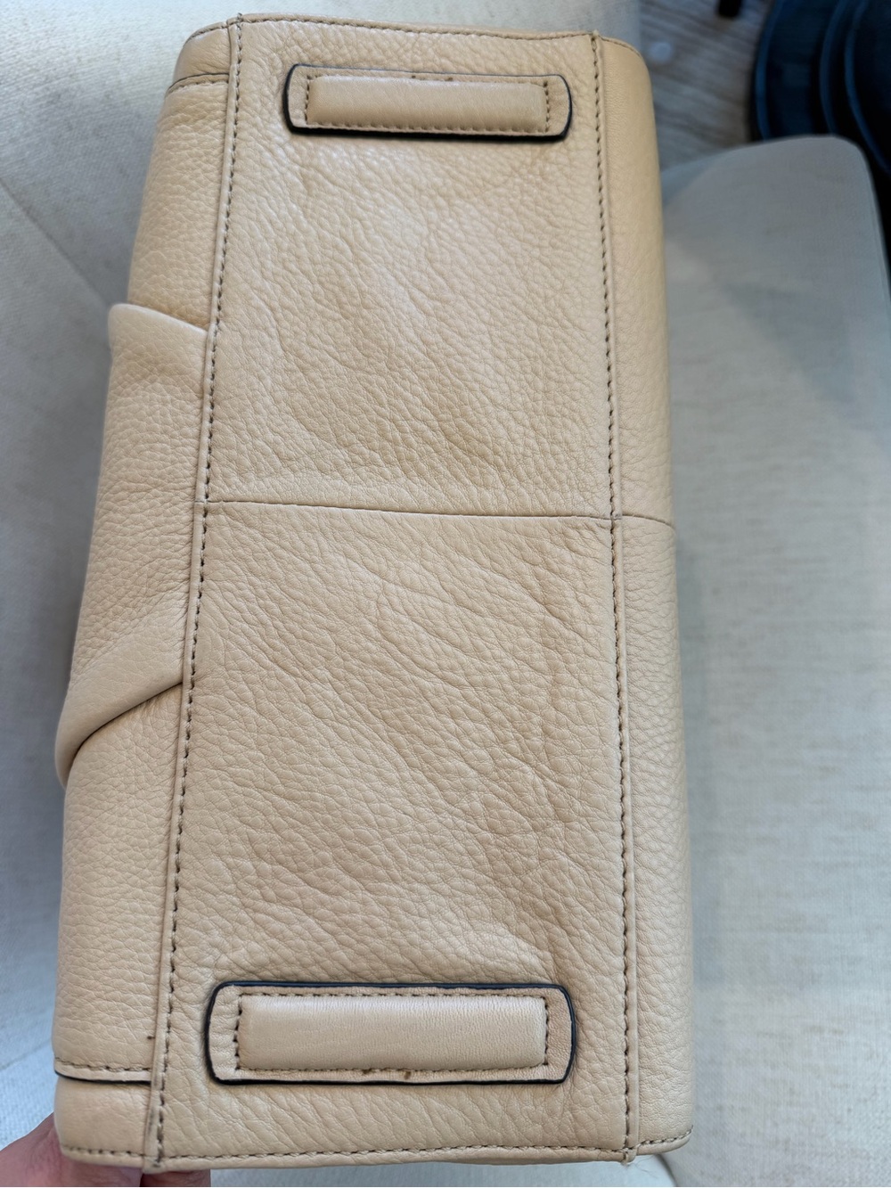 Calvin Klein Statement Series Tan Pebble Leather Satchel with Gold Lock - Picture 5 of 5